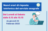 Nuovi orari di risposta telefonica del Servizio Anagrafe