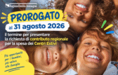 Prorogato al 31 agosto 2026 il termine per presentare la richiesta di contributo regionale per la spesa dei Centri Estivi